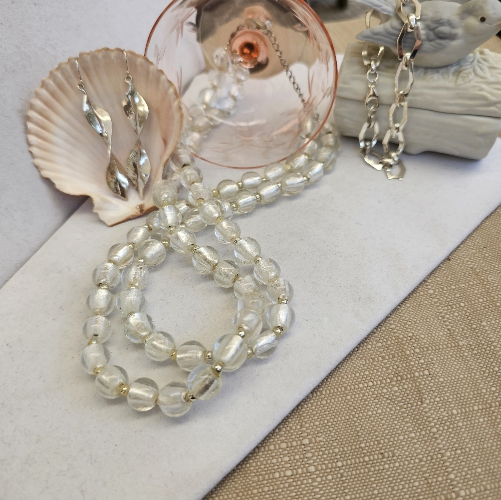 SET! 925 ISRAEL Earrings, 925 Bracelet, Coldwater Creek Glass Bead Necklace SET! - Picture 2 of 16